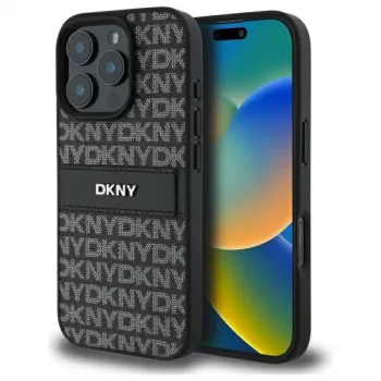 DKNY DKHCP16LPRTHSLK Hard Case for Apple iPhone 16 Pro 6.3 inch Black Texture Pattern Tonal Stripe