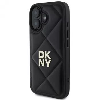 DKNY DKHCP16SPQDSLK Quilted Stack Logo Back Cover for Apple iPhone 16 6.1 inch - Black
