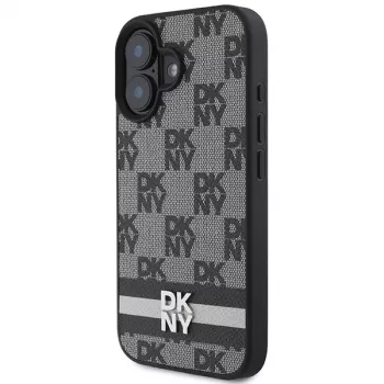 DKNY DKHCP16SPCPTSSK Hard Case for Apple iPhone 16 6.1 inch Checkered Pattern & Printed Stripes Black