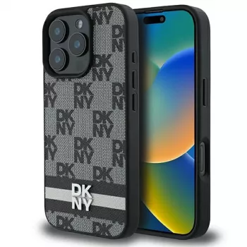 DKNY DKHCP16XPCPTSSK Hard Case for iPhone 16 Pro Max 6.9 inch Black Checkered Pattern & Printed Stripes