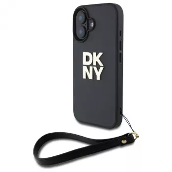 DKNY DKHCP16SPBSWSK Hard Case for Apple iPhone 16 6.1 inch Black with Wrist Strap