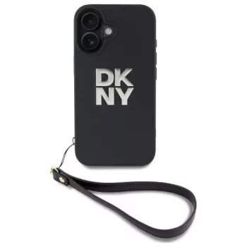 DKNY DKHCP16SPBSWSK Hard Case for Apple iPhone 16 6.1 inch Black with Wrist Strap
