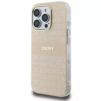 DKNY DKHMP16LHRHSEP Hardcase for Apple iPhone 16 Pro 6.3 inch Pink Repeat Texture Pattern & Stripe MagSafe