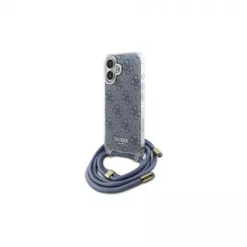 Guess GUHCP16SHC4SEB iPhone 16 6,1 inch modré pevné pouzdro crossbody šňůrka 4G potisk
