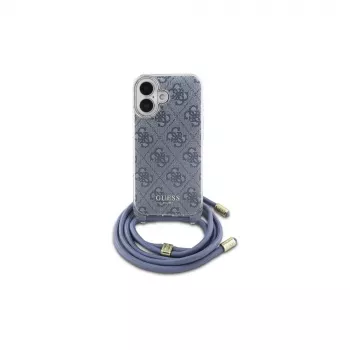 Guess GUHCP16SHC4SEB iPhone 16 6,1 inch modré pevné pouzdro crossbody šňůrka 4G potisk