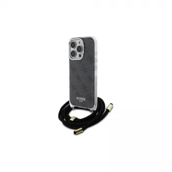 Guess GUHCP16XHC4SEK iPhone 16 Pro Max 6,9 inch pevné pouzdro crossbody šňůrka 4G potisk černé