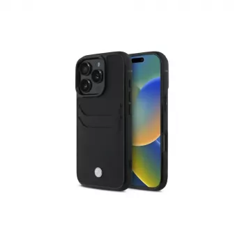 Pouzdro Hardcase Signature Leather s přihrádkou na karty BMW pro Apple iPhone 16 Pro Max 6,9
