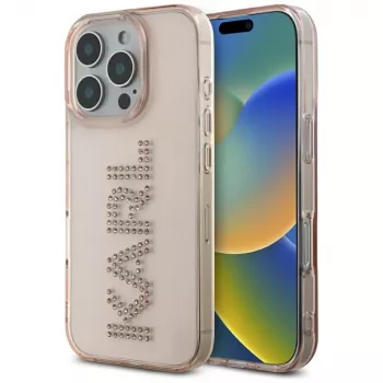 KARL LAGERFELD IML Rhinestones Logo pouzdro pro iPhone 16 Pro růžové