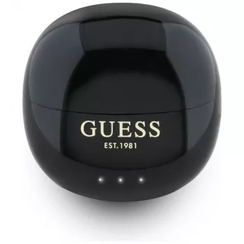 Guess Glossy Effect EggShape Printed Classic Logo TWS sluchátka černá