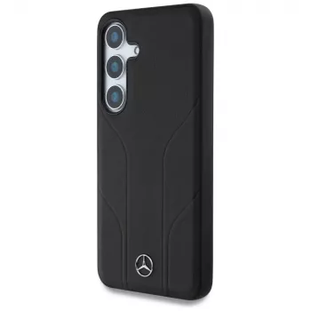 MERCEDES-BENZ kožené pouzdro s raženými liniemi MagSafe pro Samsung Galaxy S25, černé