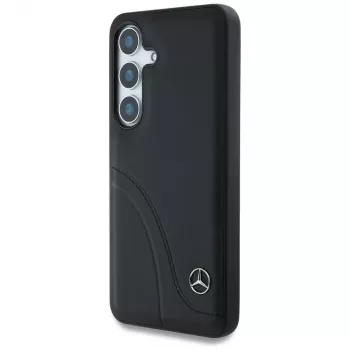 MERCEDES-BENZ kožené pouzdro s obloukovým prošitím pro Samsung Galaxy S25 černé