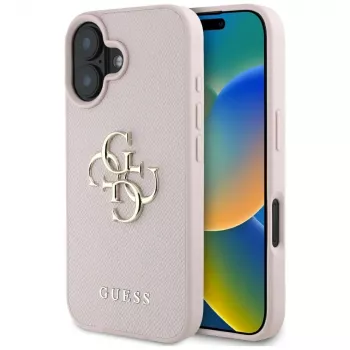 Guess zadní kryt Grained Big 4G Logo Small Classic Logo pro Apple iPhone 16 – růžový