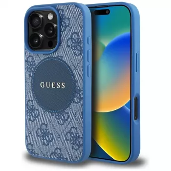 Guess pouzdro 4G Circle Classic Logo MagSafe pro iPhone 16 Pro Max, modré