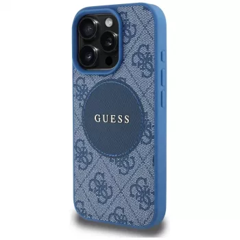 Guess pouzdro 4G Circle Classic Logo MagSafe pro iPhone 16 Pro Max, modré