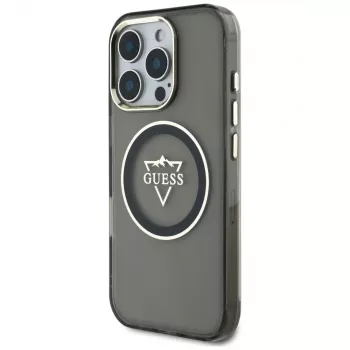 Guess IML Metal Mountain Logo MagSafe pouzdro pro iPhone 16 Pro Max (černé)