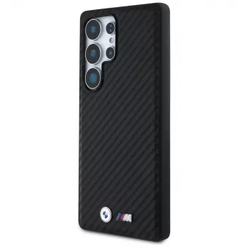 Pouzdro kožené MagSafe BMW Carbon pro Samsung Galaxy S25 Ultra černé