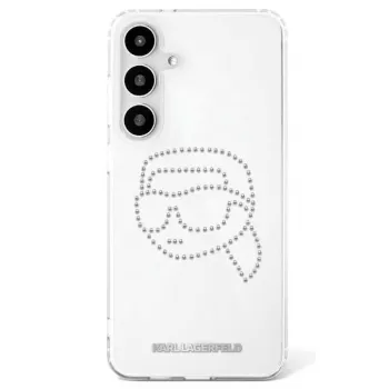 Pouzdro Karl Lagerfeld Rhinestones Karl Head Logo pro Samsung Galaxy S25, průhledné