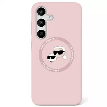 Karl Lagerfeld Silicone DoubleHeads And Circle MagSafe pouzdro pro Samsung Galaxy S25+ růžové