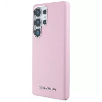 Pouzdro Karl Lagerfeld Saffiano FullWrapped Elongated Metal Logo MagSafe pro Samsung Galaxy S25 Ultra, růžové