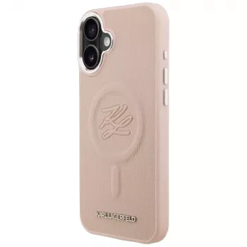 Karl Lagerfeld Initial & Metal Logo MagSafe pouzdro pro iPhone 16 Plus růžové