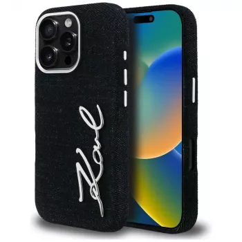 KARL LAGERFELD FW Jeans Signature Logo pouzdro pro iPhone 16 Pro Max, černé