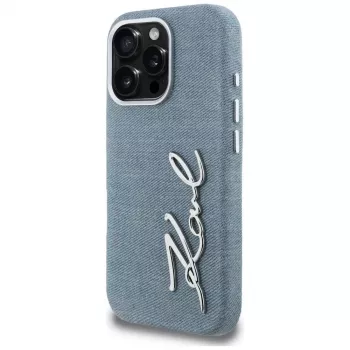 KARL LAGERFELD FW Jeans Signature Logo pouzdro pro iPhone 16 Pro Max, modré