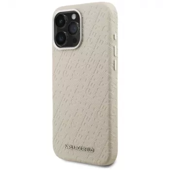 Pouzdro MagSafe Karl Lagerfeld FW Stamped Karl pro iPhone 16 Pro, béžové
