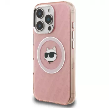 Karl Lagerfeld IML Choupette Head Logo MagSafe pouzdro pro Apple iPhone 16 Pro Max, růžové