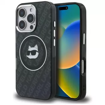 KARL LAGERFELD IML Choupette Head Logo MagSafe pouzdro pro Apple iPhone 16 Pro Max, černé