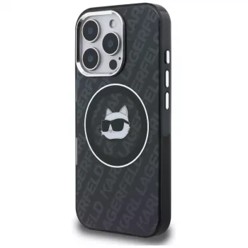 KARL LAGERFELD IML Choupette Head Logo MagSafe pouzdro pro Apple iPhone 16 Pro Max, černé