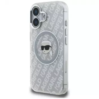 Pouzdro MagSafe Karl Lagerfeld IML Karl Head Logo pro iPhone 16, šedé