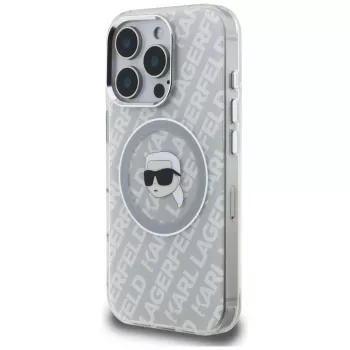 KARL LAGERFELD IML Karl Head Logo MagSafe pouzdro pro Apple iPhone 16 Pro, šedé