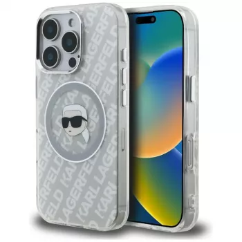 KARL LAGERFELD IML Karl Head Logo MagSafe pouzdro pro Apple iPhone 16 Pro Max - šedé