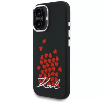 KARL LAGERFELD Silicone Heart SignLogo MagSafe pouzdro pro Apple iPhone 16 - černé