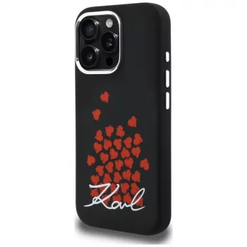 Karl Lagerfeld Silicone Heart SignLogo MagSafe pouzdro pro iPhone 16 Pro Max černé
