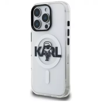 Pouzdro MagSafe Karl Lagerfeld IML Karl Sketch Logo pro iPhone 16 Pro Max, průhledné