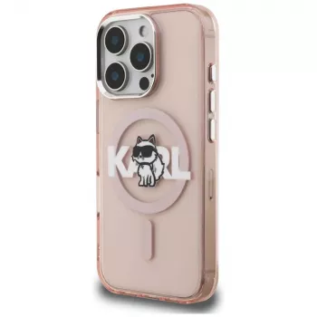 Karl Lagerfeld IML Choupette Sketch Logo MagSafe pouzdro pro iPhone 16 Pro Max, růžové