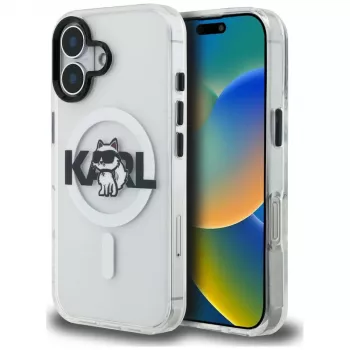 Karl Lagerfeld IML Choupette Sketch Logo MagSafe pouzdro pro iPhone 16, transparentní
