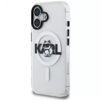 Karl Lagerfeld IML Choupette Sketch Logo MagSafe pouzdro pro iPhone 16, transparentní