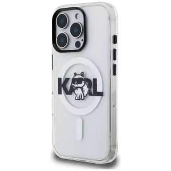 Karl Lagerfeld IML Choupette Sketch Logo MagSafe pouzdro pro iPhone 16 Pro, transparentní