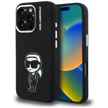 KARL LAGERFELD silikonové Karl Sketch MagSafe pouzdro pro Apple iPhone 16 Pro, černé