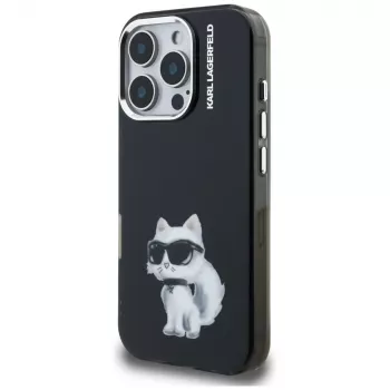 Karl Lagerfeld IML Aquarelle Choupette & Logo zadní kryt pro Apple iPhone 16 Pro, černý