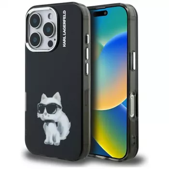 Karl Lagerfeld IML Aquarelle Choupette & Logo pouzdro pro iPhone 16 Pro Max, černé