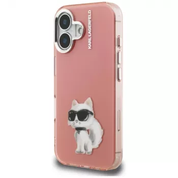 Karl Lagerfeld IML Aquarelle Choupette & Logo pouzdro na telefon pro iPhone 16, růžové