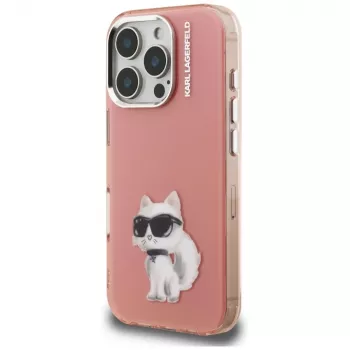 Karl Lagerfeld IML Aquarelle Choupette & Logo pouzdro pro Apple iPhone 16 Pro, růžové