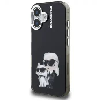 KARL LAGERFELD IML Aquarelle Karl & Choupette & Logo zadní kryt pro Apple iPhone 16, černý