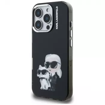 Pouzdro Karl Lagerfeld IML Aquarelle Karl & Choupette & Logo pro Apple iPhone 16 Pro Max, černé