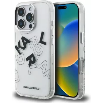 Karl Lagerfeld IML Sketched Graphic pouzdro pro iPhone 16 Pro, transparentní
