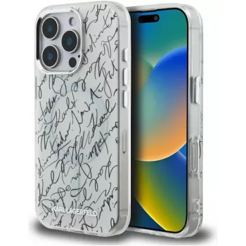 KARL LAGERFELD IML Karl ScriptPattern MagSafe pouzdro pro Apple iPhone 16 Pro Max - bílé