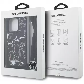 Karl Lagerfeld Crossbody GrainedPattern & Logo pouzdro na telefon pro Apple iPhone 16 Pro Max, černé